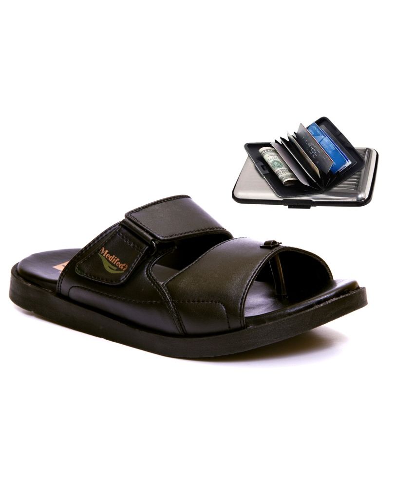 Medifeet Black Daily Use Slippers Price in India- Buy Medifeet Black Daily Use Slippers Online 