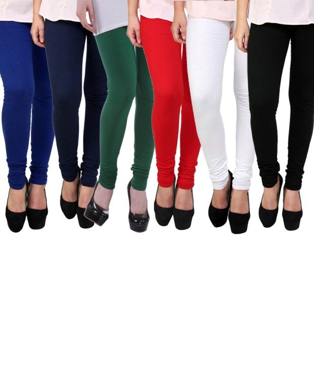 Fnme Multi Color Cotton Lycra Leggings Set Of 6 Price in India Buy Fnme Multi Color Cotton