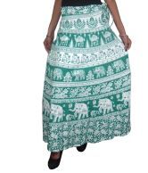 India Trendzs Green Cotton Printed Women's Wrap Skirt