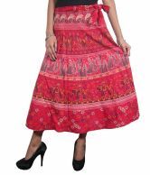 India Trendzs Red Printed Cotton Long Skirt