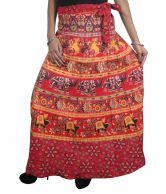 India Trendzs Red Printed Cotton Long Skirt