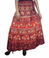 India Trendzs Red Printed Cotton Long Skirt