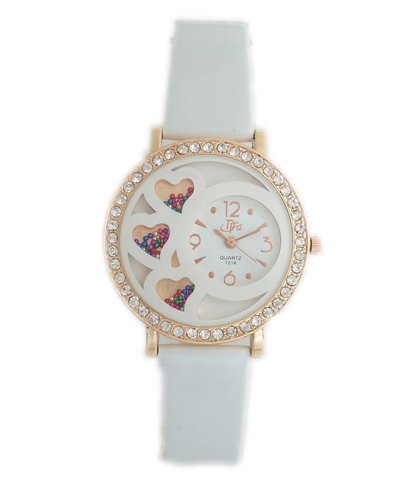 Dfa Awesome Ladies Watch White Strap Designer Case With Stones Price in India Buy Dfa Awesome