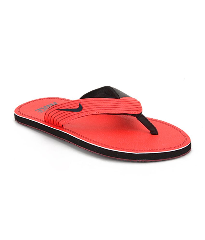 red and black nike flip flops