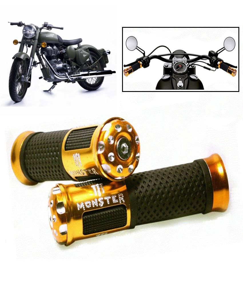 Monster Designer Golden Bike Handle Grip For Royal Enfield
