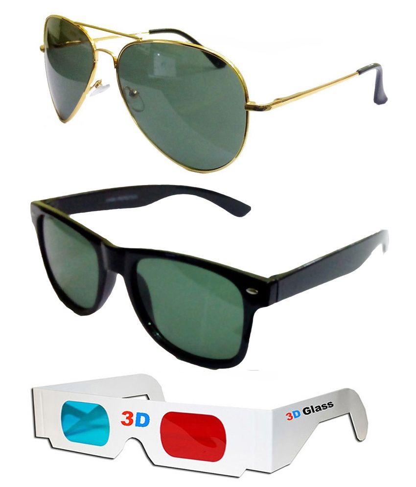 Hrinkar Aviator Sunglasses Gold Frame Green Lens with ...