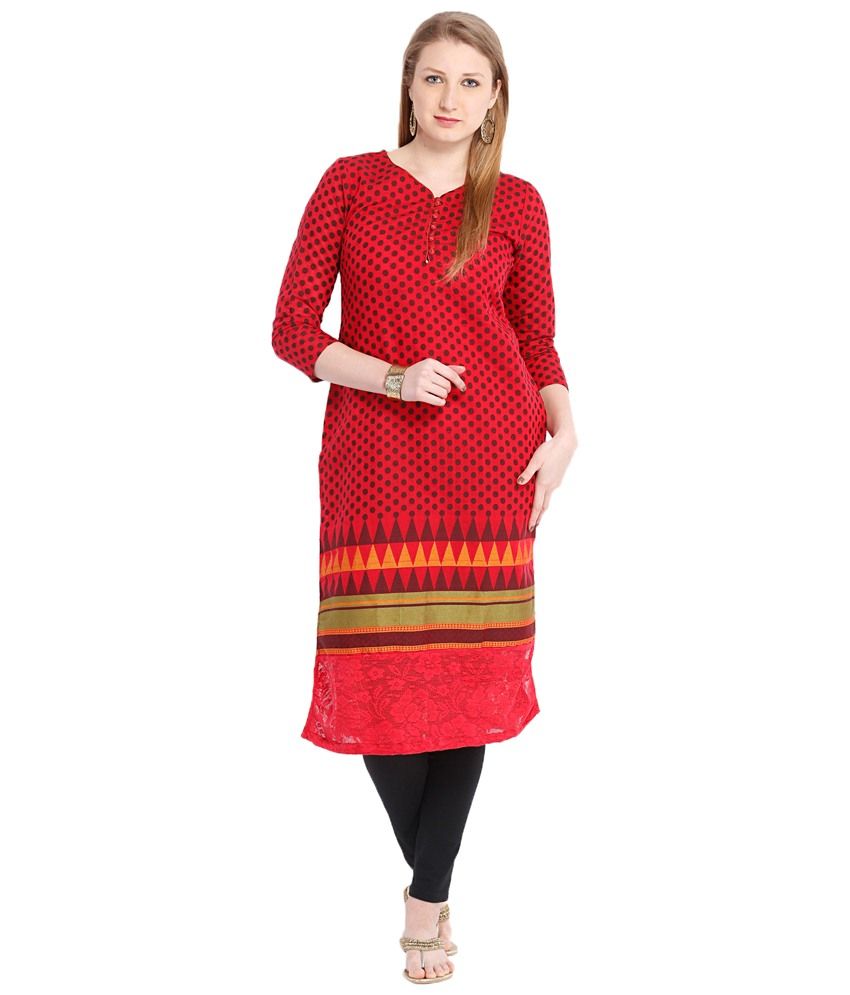 kurti black and red