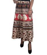 India Trendz Jaipuri Printed Cotton Long Wrap Skirt -tan
