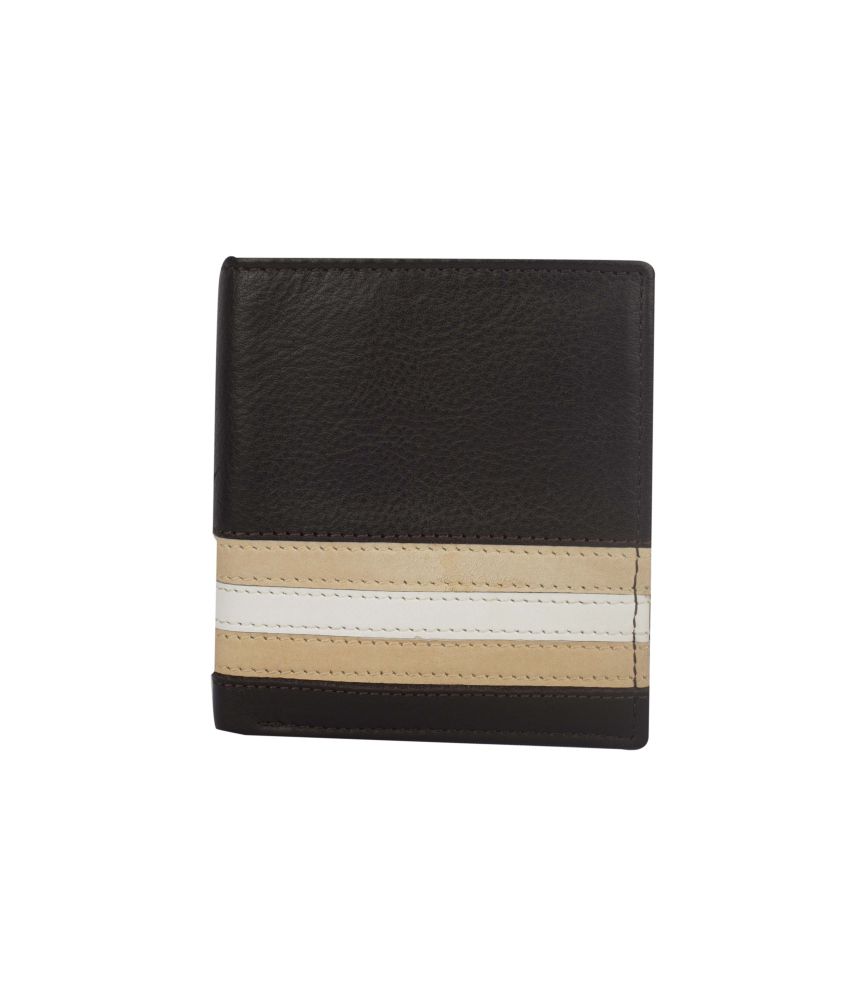 Sgl Brown Wallet With White And Off-white Strips Men Regular Wallet: Buy Online at Low Price in ...