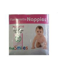 First Smiles White Cotton Flannel Nappy - 10 Piece
