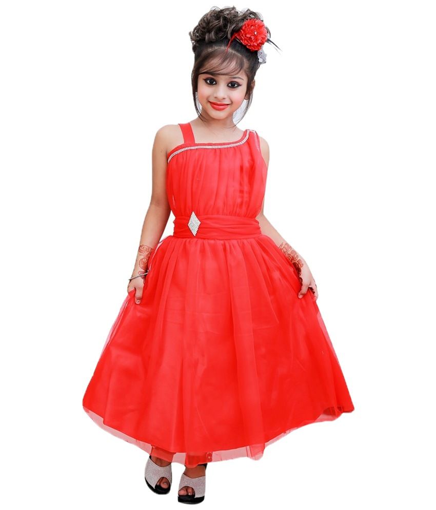 party wear gown in red colour