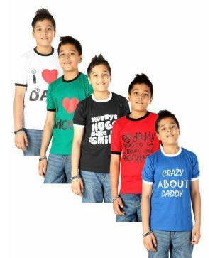 Goodway Pack Of 5 Senior Boys Mom & Dad Printed T-Shirts