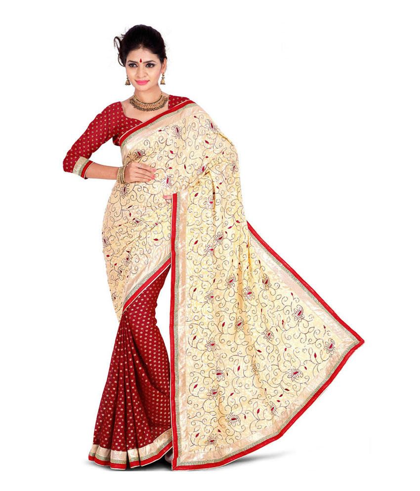 Fashion Sarees Red Brasso Saree Buy Fashion Sarees Red Brasso Saree