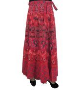 India Trendzs Red Cotton Printed Long Skirt