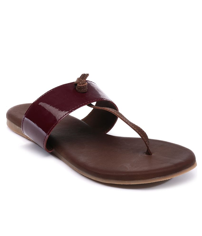maroon flat sandals