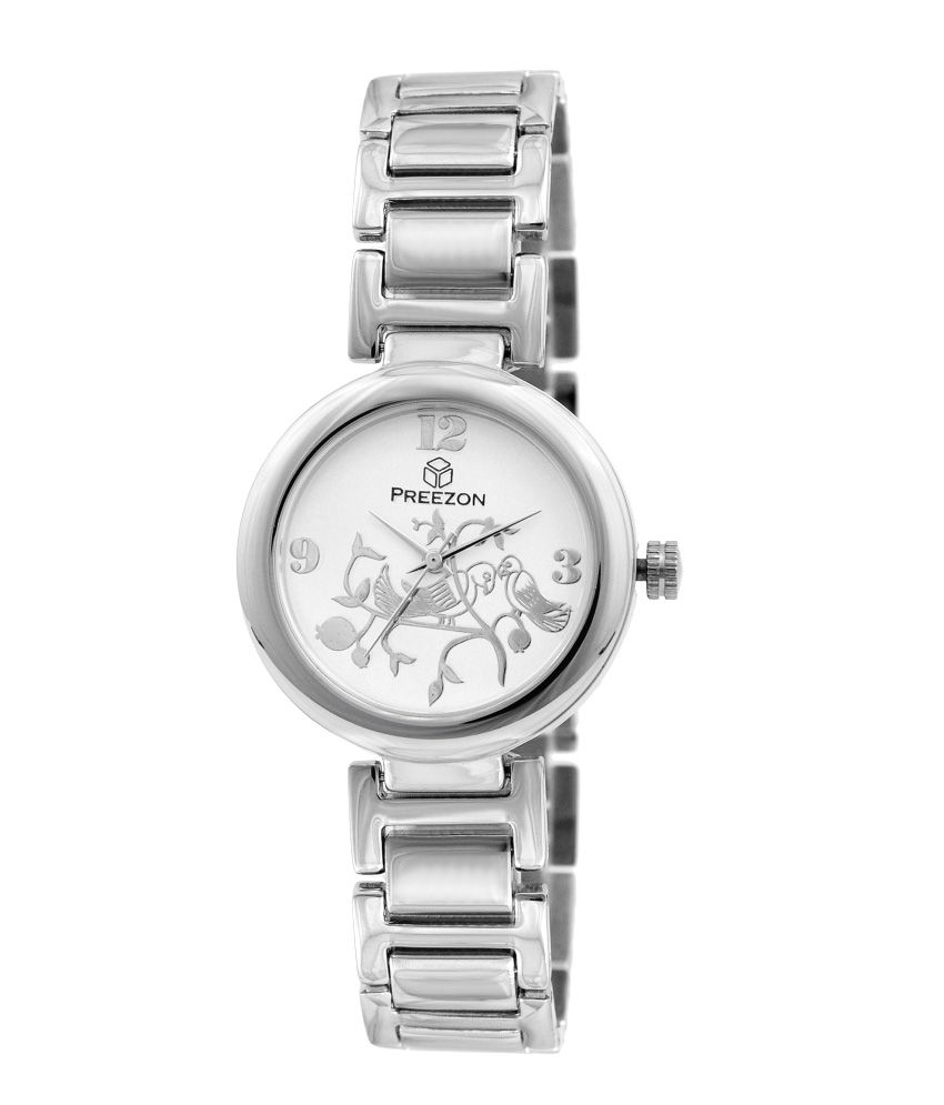 Preezon White Silver Analog Watches For Women