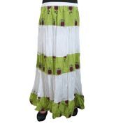 India Trendzs Green Cotton Printed Long Skirt