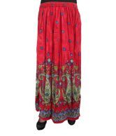 India Trendzs Red Cotton Printed Long Skirt