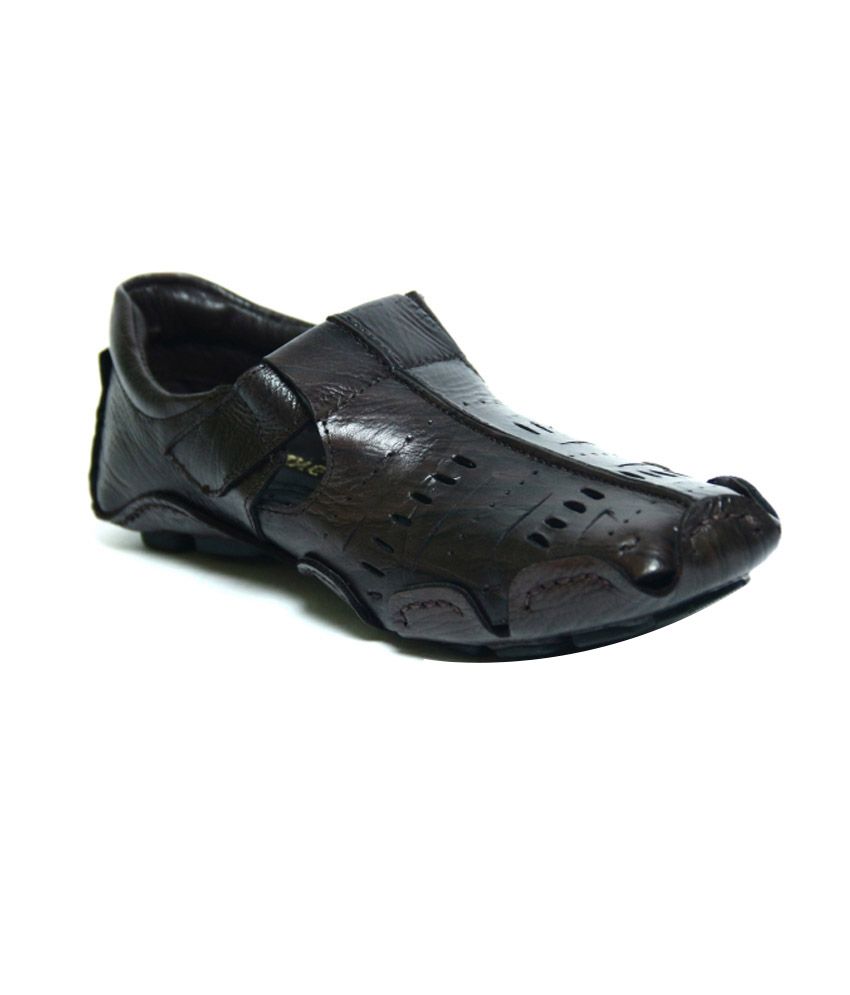 brown leather velcro shoes