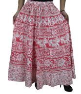 India Trendzs Red Cotton Printed Long Skirt