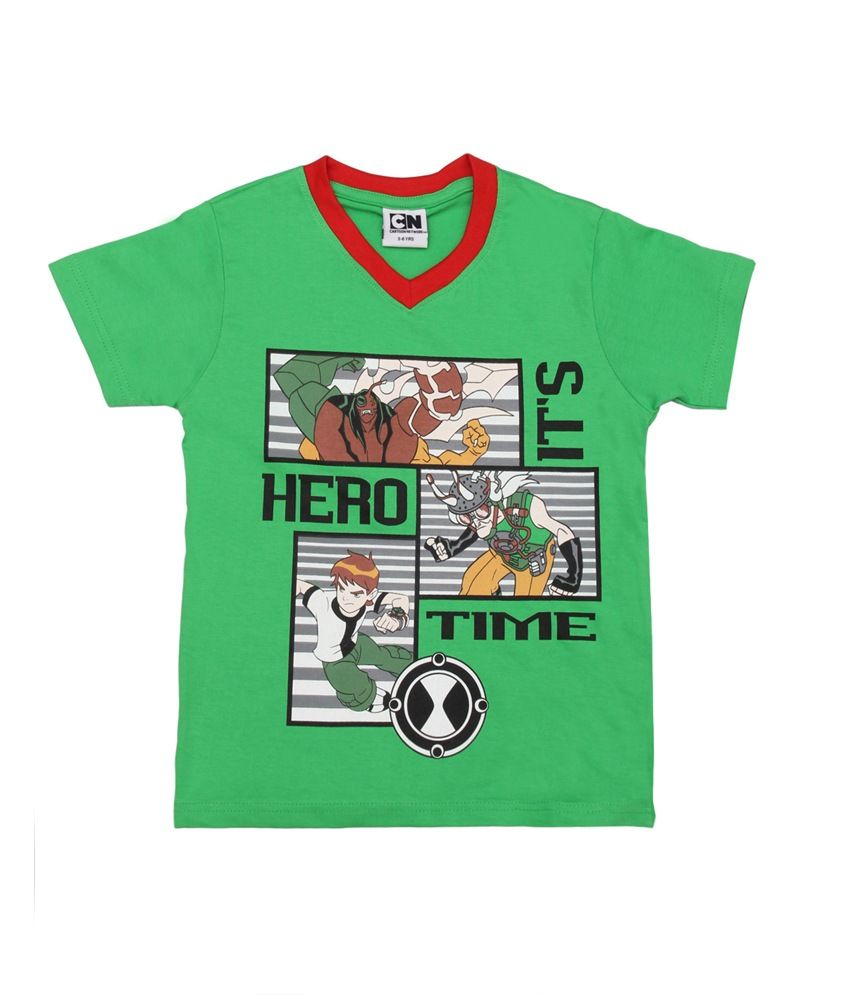 Cartoon Network Green Cotton Graphic &amp; Patch Work Vneck T