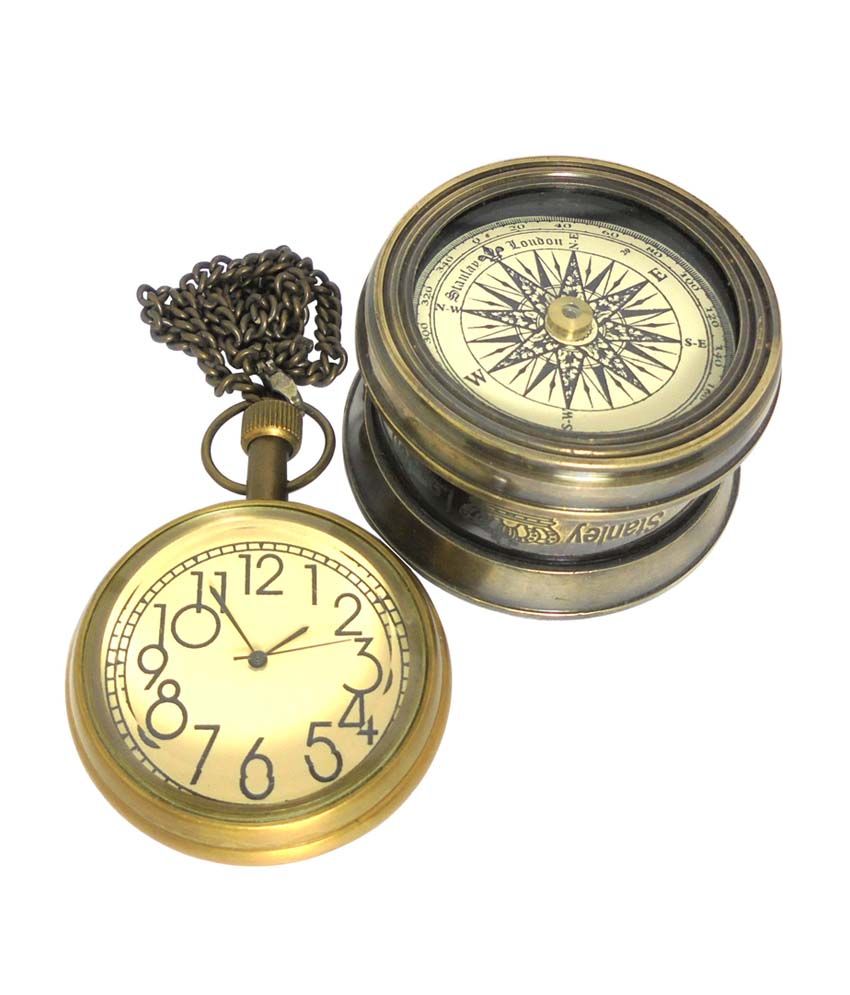 Ageless Azyra Combo Of Vintage Antique Brass Gandhi Pocket Watch And