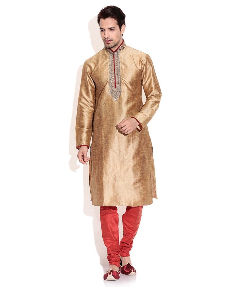 Manyavar Gold Kurta Pyjama Set Buy Manyavar Gold Kurta Pyjama Set