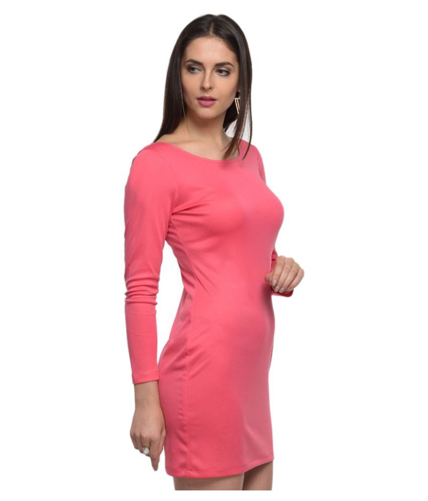 At Pink Polyester Bodycon Dresses Buy At Pink Polyester Bodycon