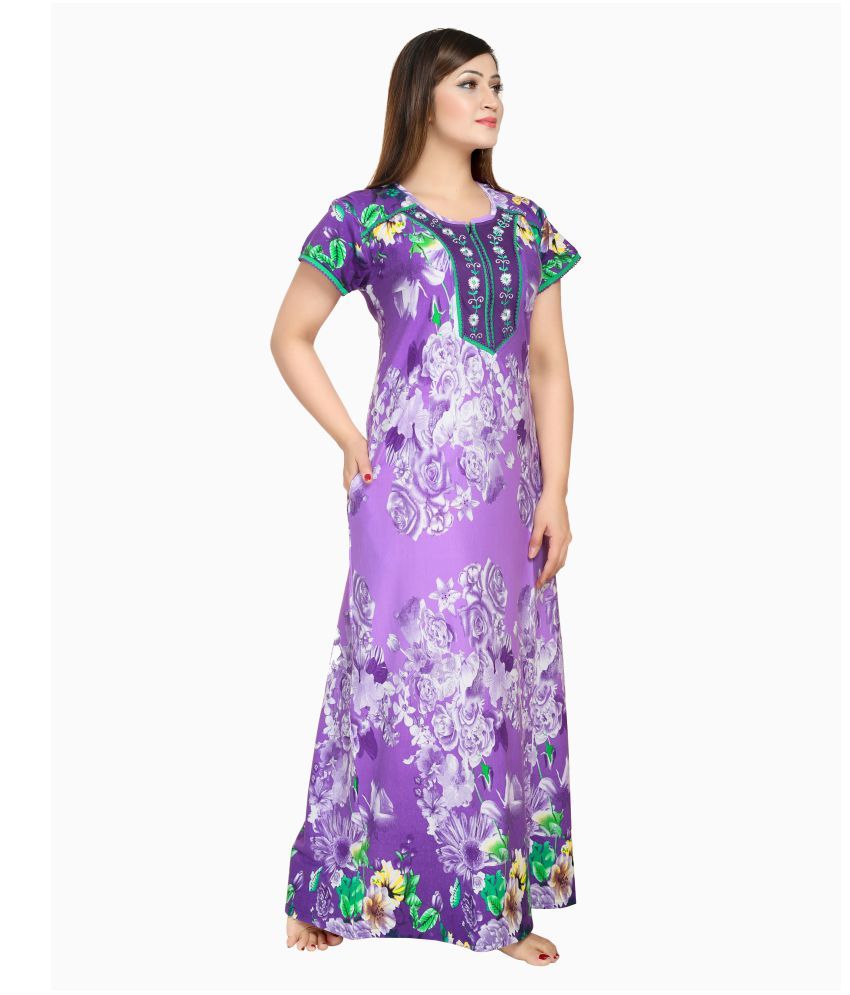 Buy Av Purple Cotton Nighty Night Gowns Online At Best Prices In