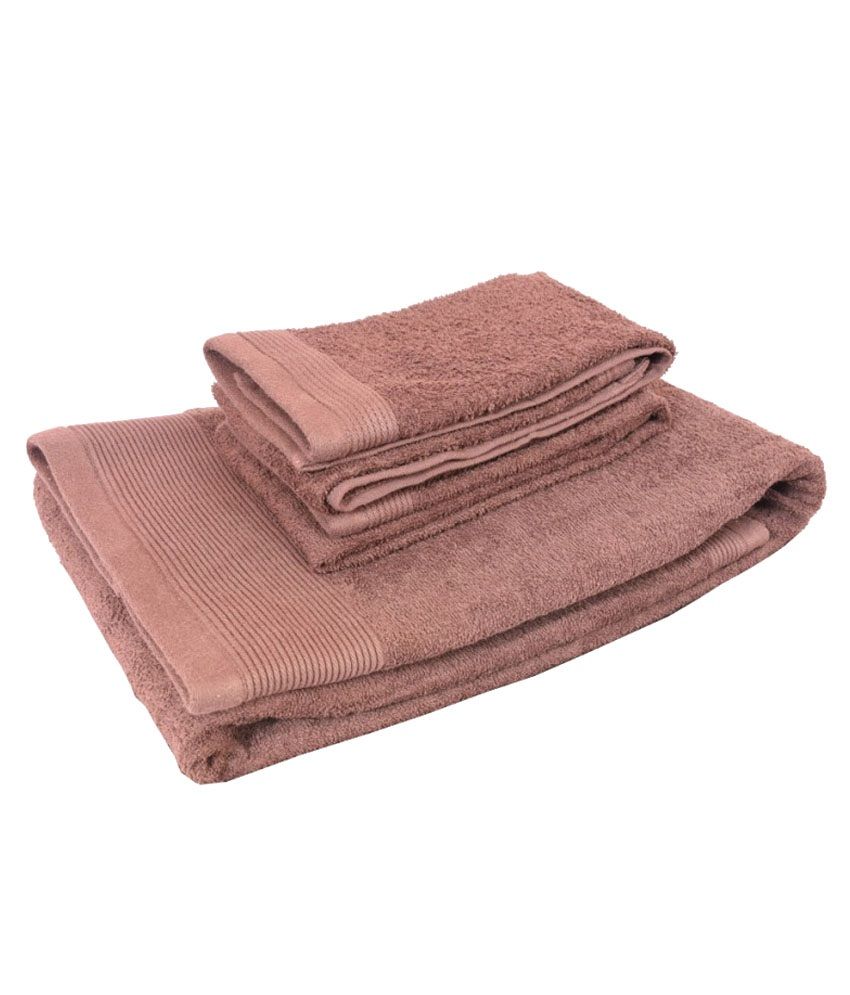 Golden Set of 3 Cotton Bath Towel Brown Buy Golden Set of 3 Cotton