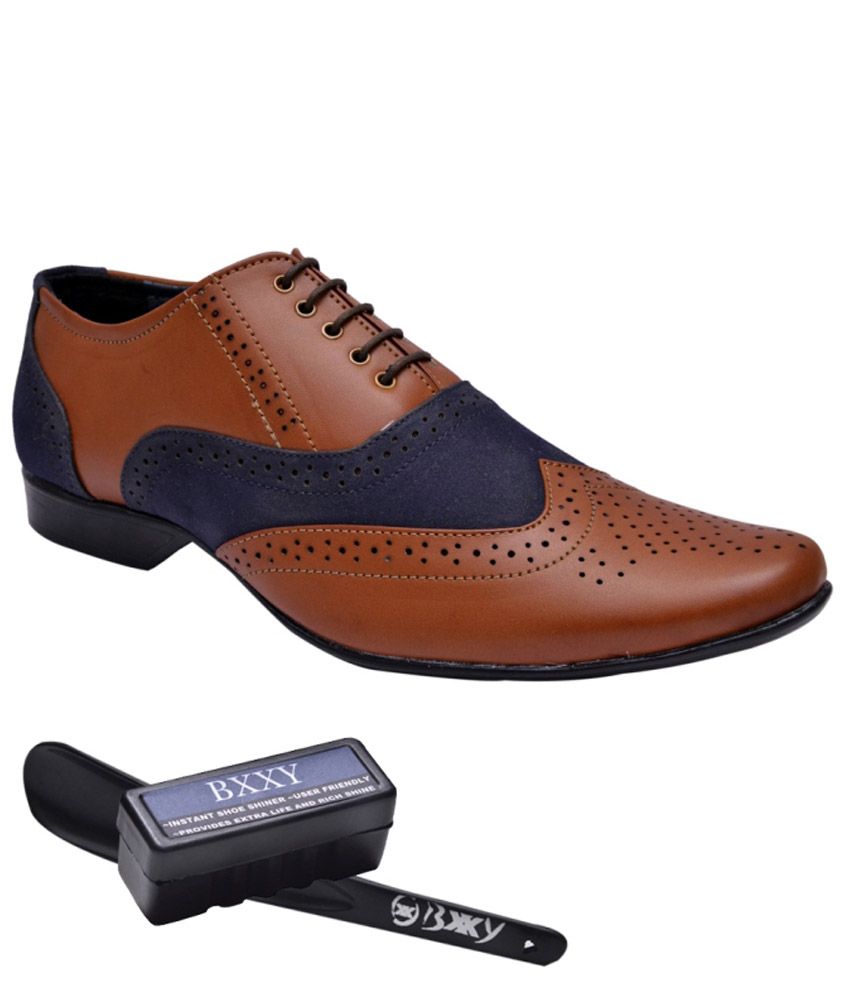 brown and blue brogues