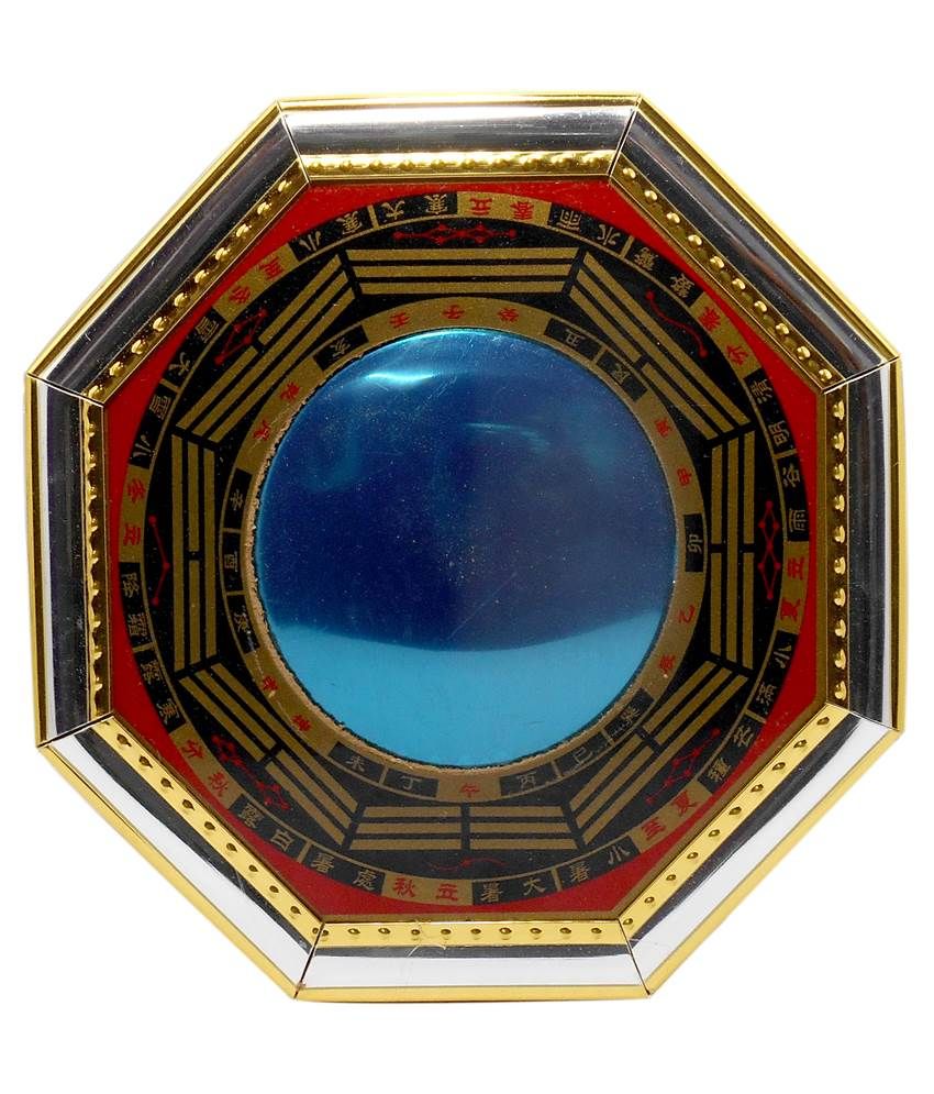 Vastu Art Multicolour Wood Vastu / Feng Shui / Pakwa Mirror For Protection & Remove Out Side Negetive Energy