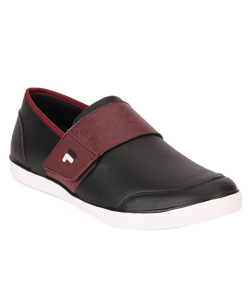 fila black slip on shoes