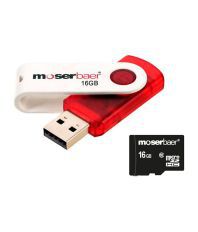 Moserbaer Swivel 16 Gb Pen Drive With 16 Gb Micro Sdhc Cl...
