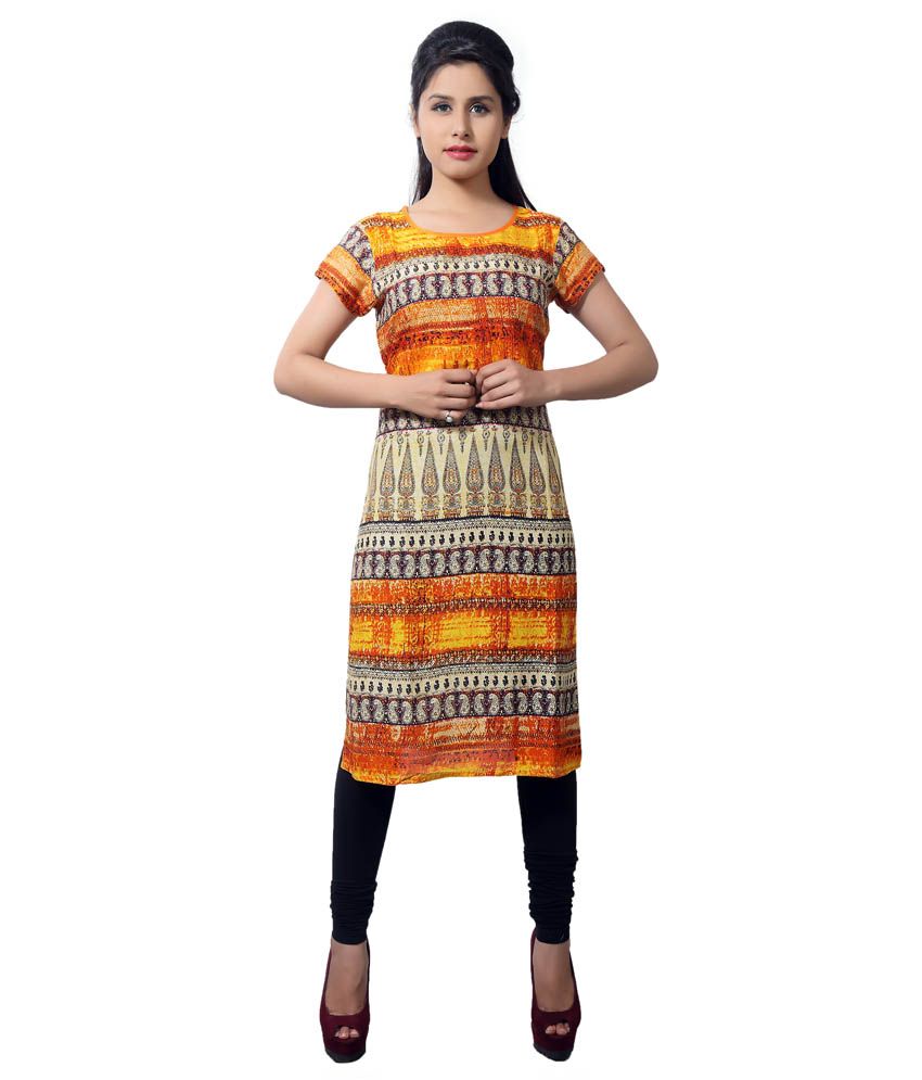 Cotton Culture Multicoloured Rayon Straight Kurti