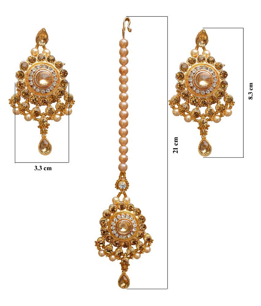 Lucky Jewellery Designer Golden Color Gold Plated Pearl And Stone