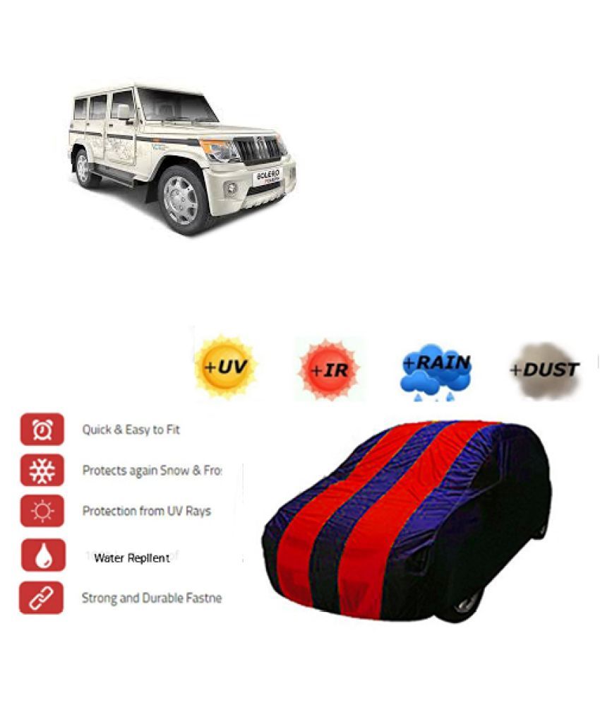 QualityBeast Car Body Cover For Mahindra Bolero 2011 2015 Red Blue