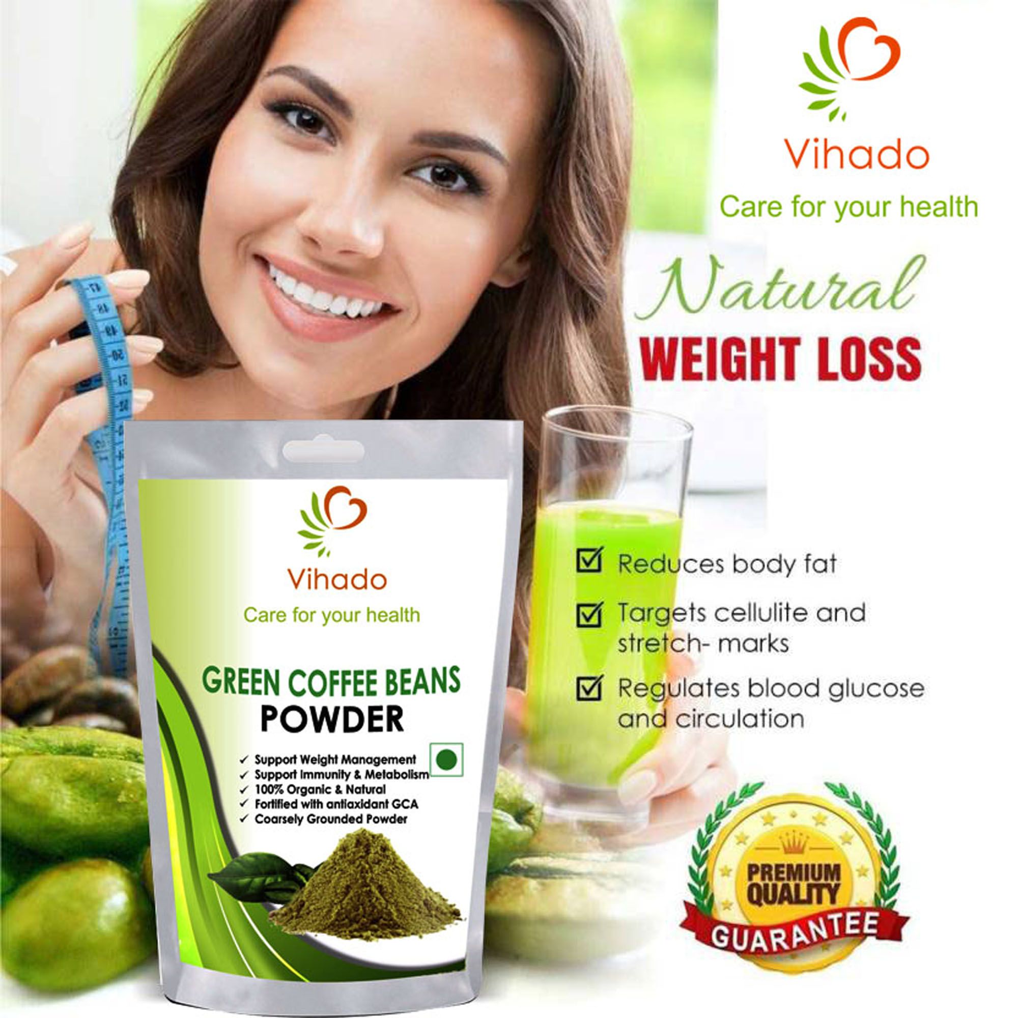 Vihado Organic Powder For Weight Loss 200 Gm Multivitamins Powder Pack