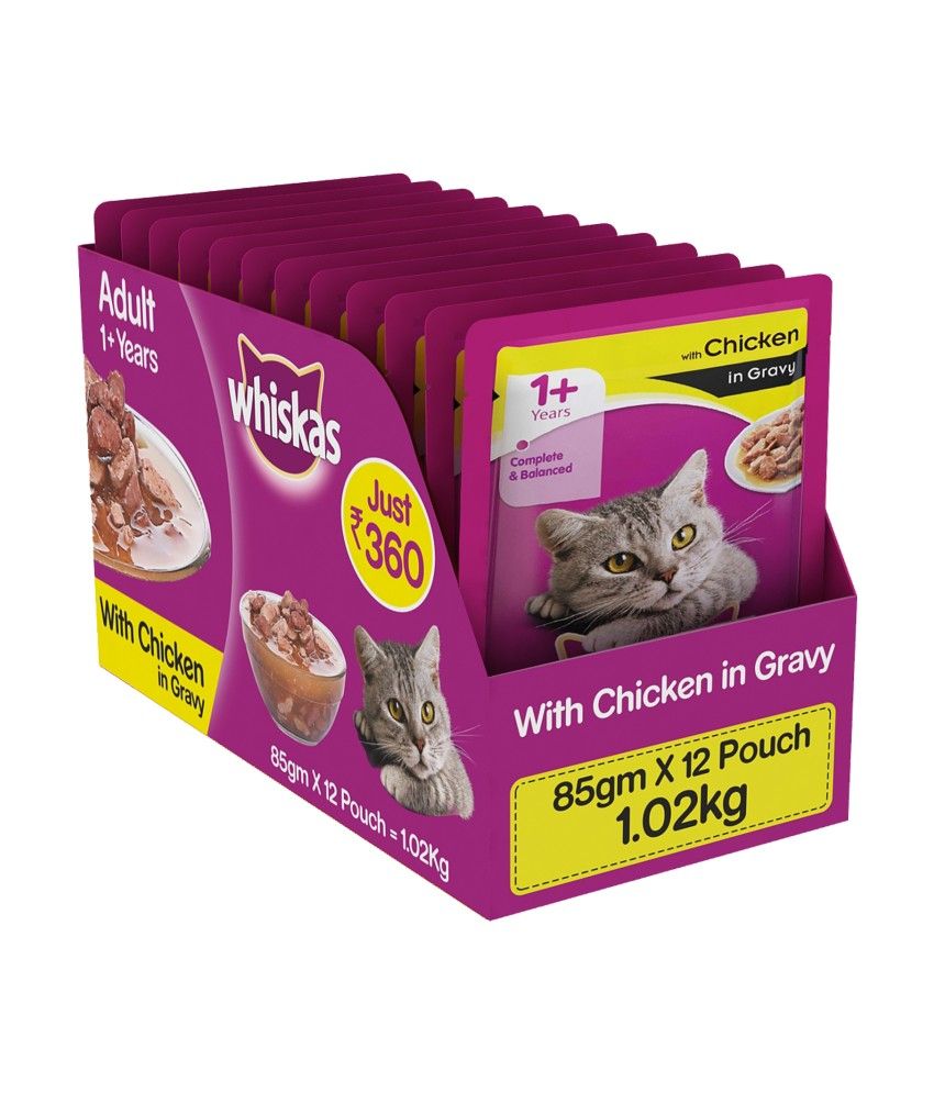 Whiskas Wet Cat Food Chicken In Gravy For Adult Cats 1 Year 85 G