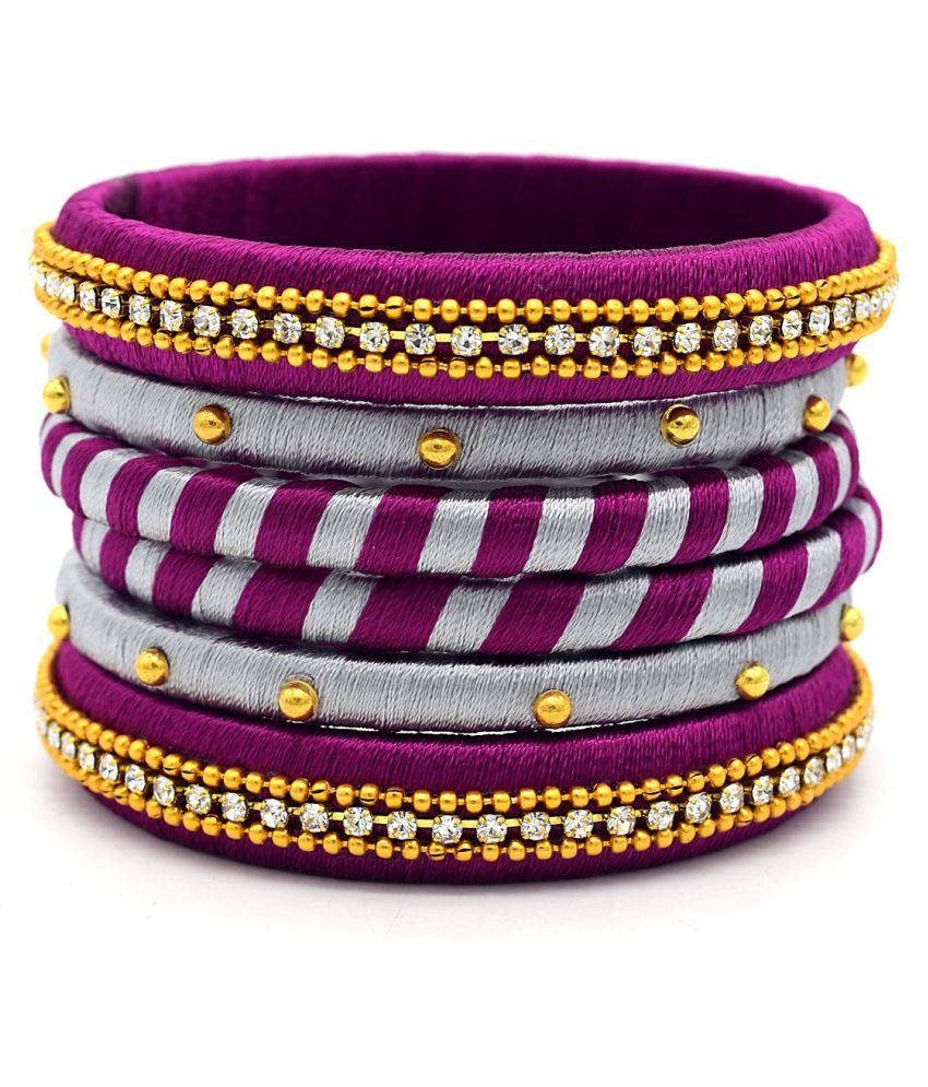 Indi Creation Silk Thread Bangles Set For Women Girl Ethnic Wear