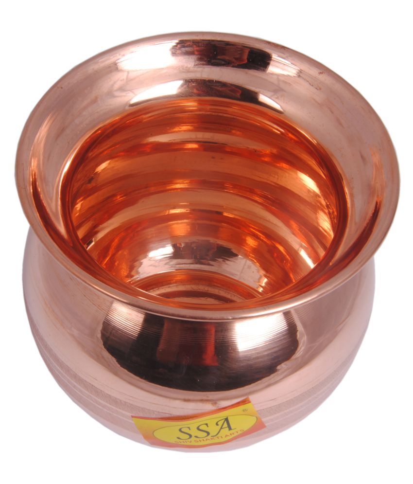 Handmade Pure Copper Kalash Lota Silver Touch Design Volume Ml