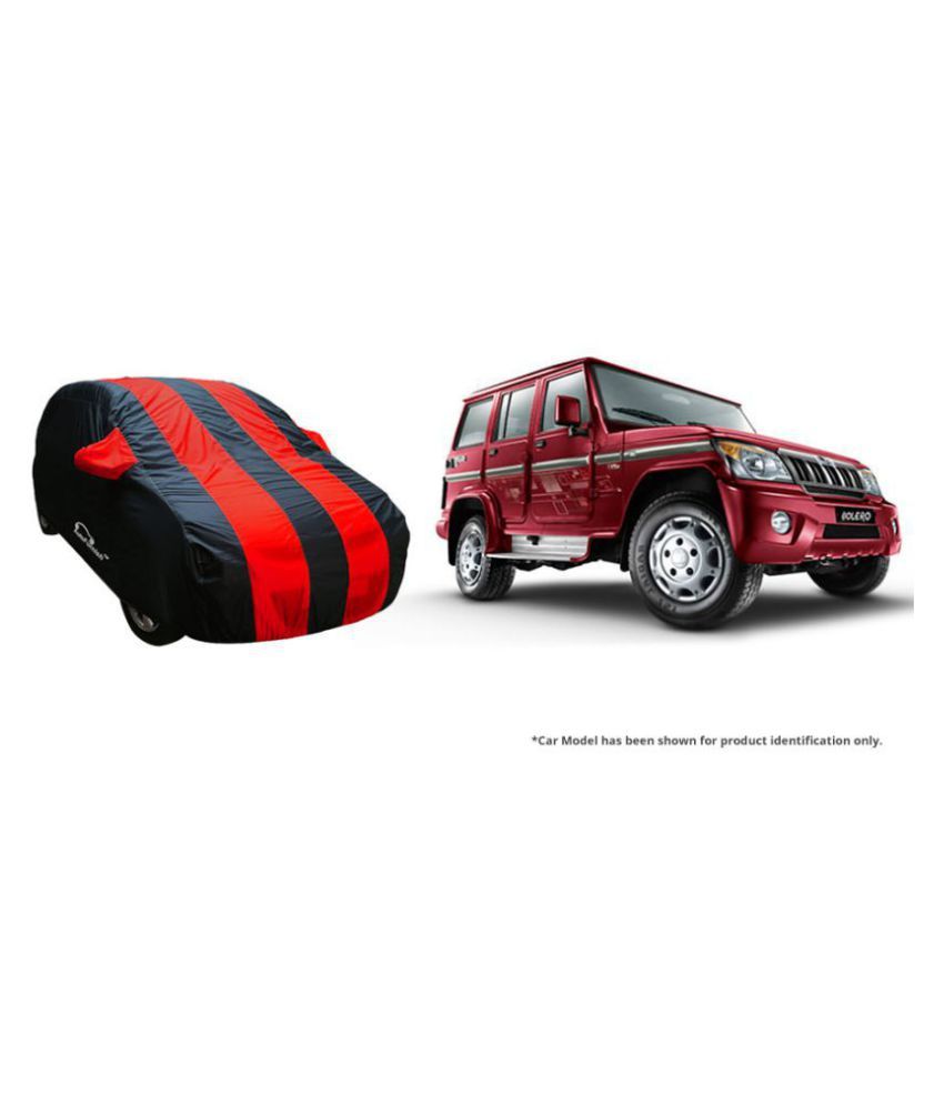 Autofurnish Stylish Red Stripe Car Body Cover For Mahindra Bolero Arc