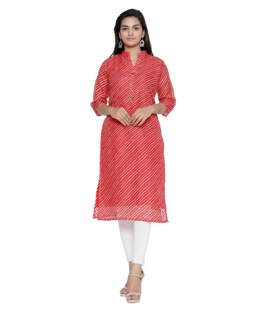 Rajasthani Sarees Red Cotton Straight Kurti Buy Rajasthani Sarees Red