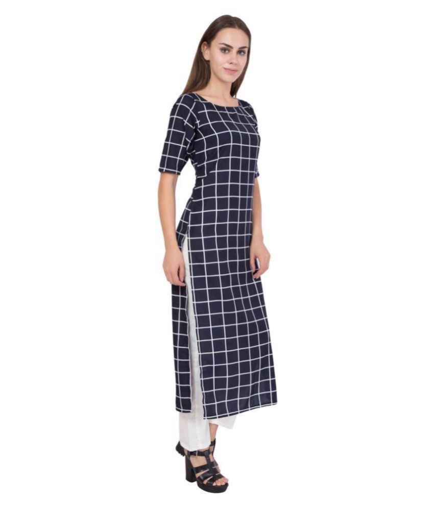 Hill Star Navy Crepe Straight Kurti Buy Hill Star Navy Crepe Straight