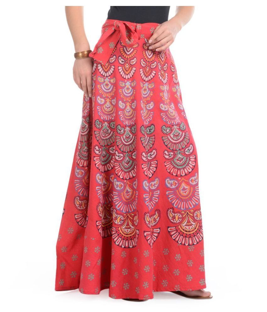 Buy Rajasthani Sarees Cotton Straight Skirt Red Online At Best Prices