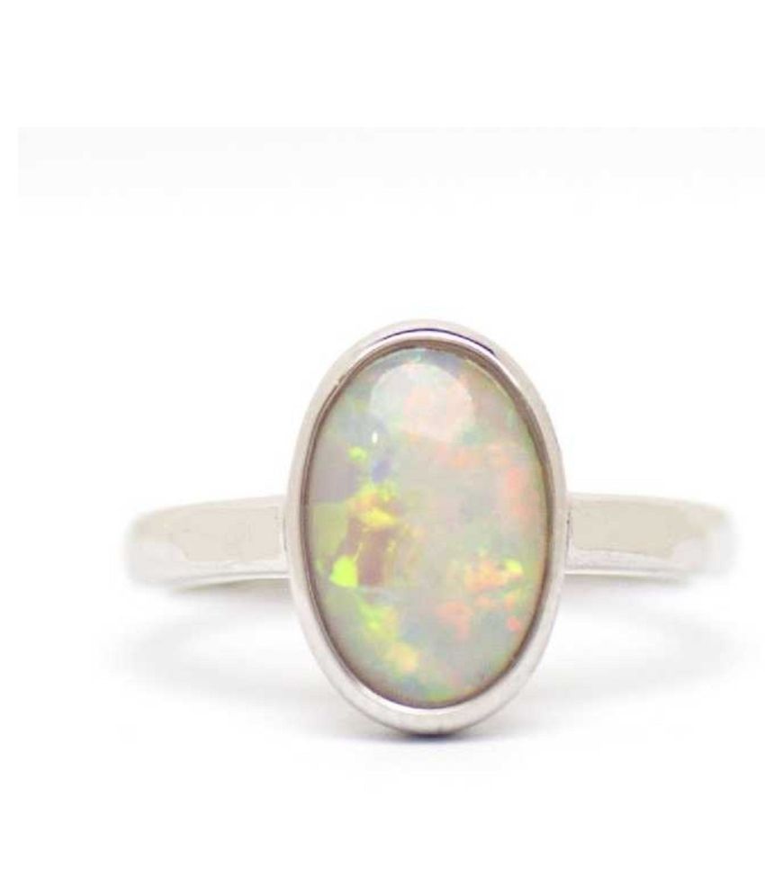 Ratti Natural Opal Stone Unheated Lab Certified Pure Silver Ring By