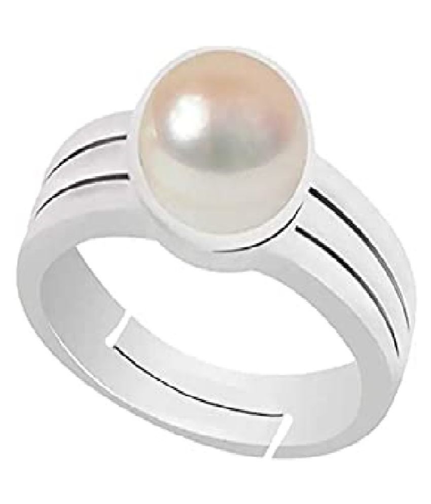 Ratti Natural Pearl Stone Unheated Lab Certified Pure Silver Ring