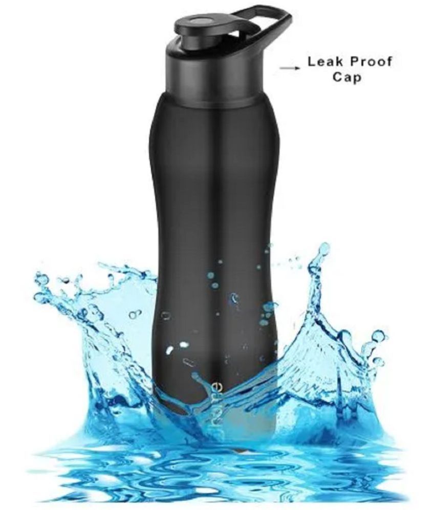 Saleh Stainless Steel Sports Water Bottle Black 750 ML Stainless Steel