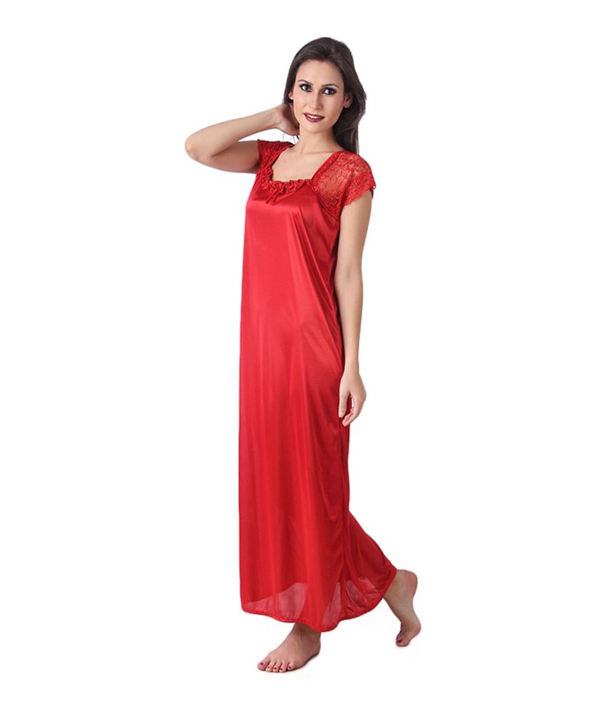 Buy First Lady Red Satin Nighty And Night Gowns Pack Of 2 Online At Best Prices In India Snapdeal 