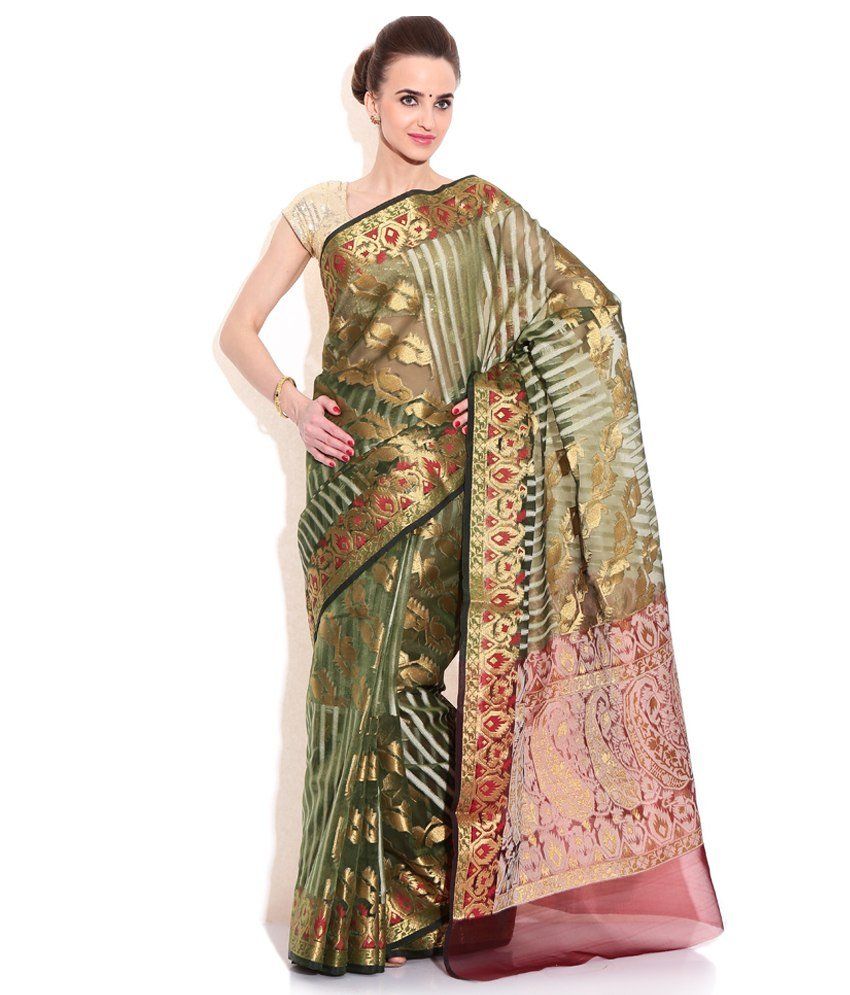 Banarasi Sarees Multi Color Cotton Silk Saree - Buy Banarasi Sarees